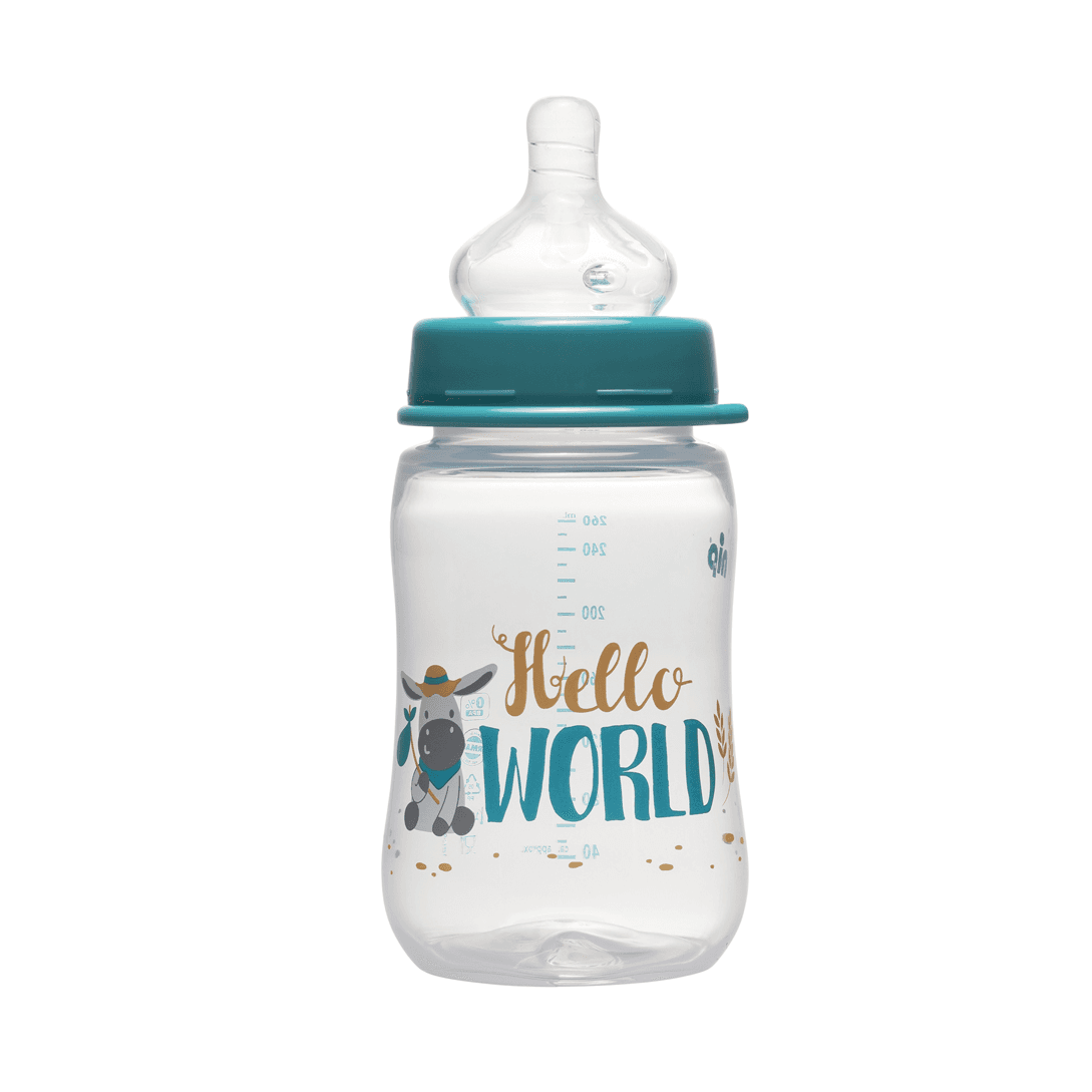 Nip Wide Neck PP Bottle Silicone Round Teat (Blue) 260ml