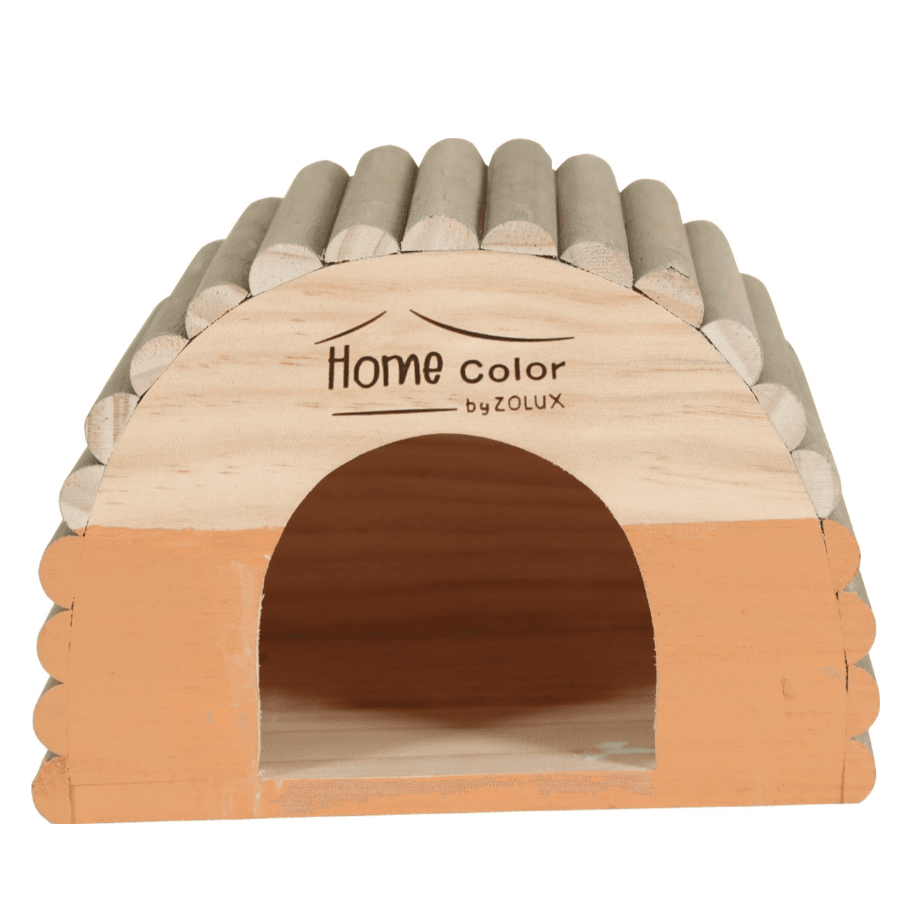 Zolux - Home Color Wooden House With Round Timbers - Medium/Orange