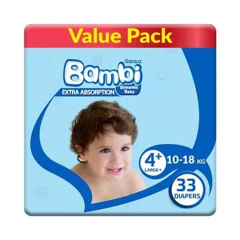 Bambi Diapers Size 4+, 33pcs