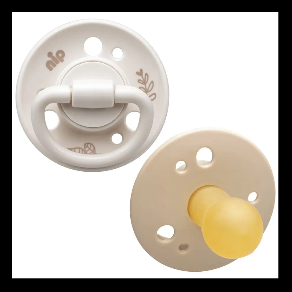 Nip Cherry Round Latex Eco-Friendly Soother (Brown/Beige) 6m+