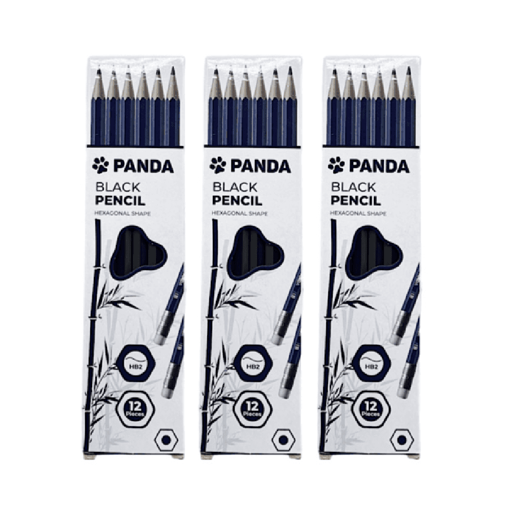 Panda Hexagonal Pencils HB 3 Packs Black 9711
