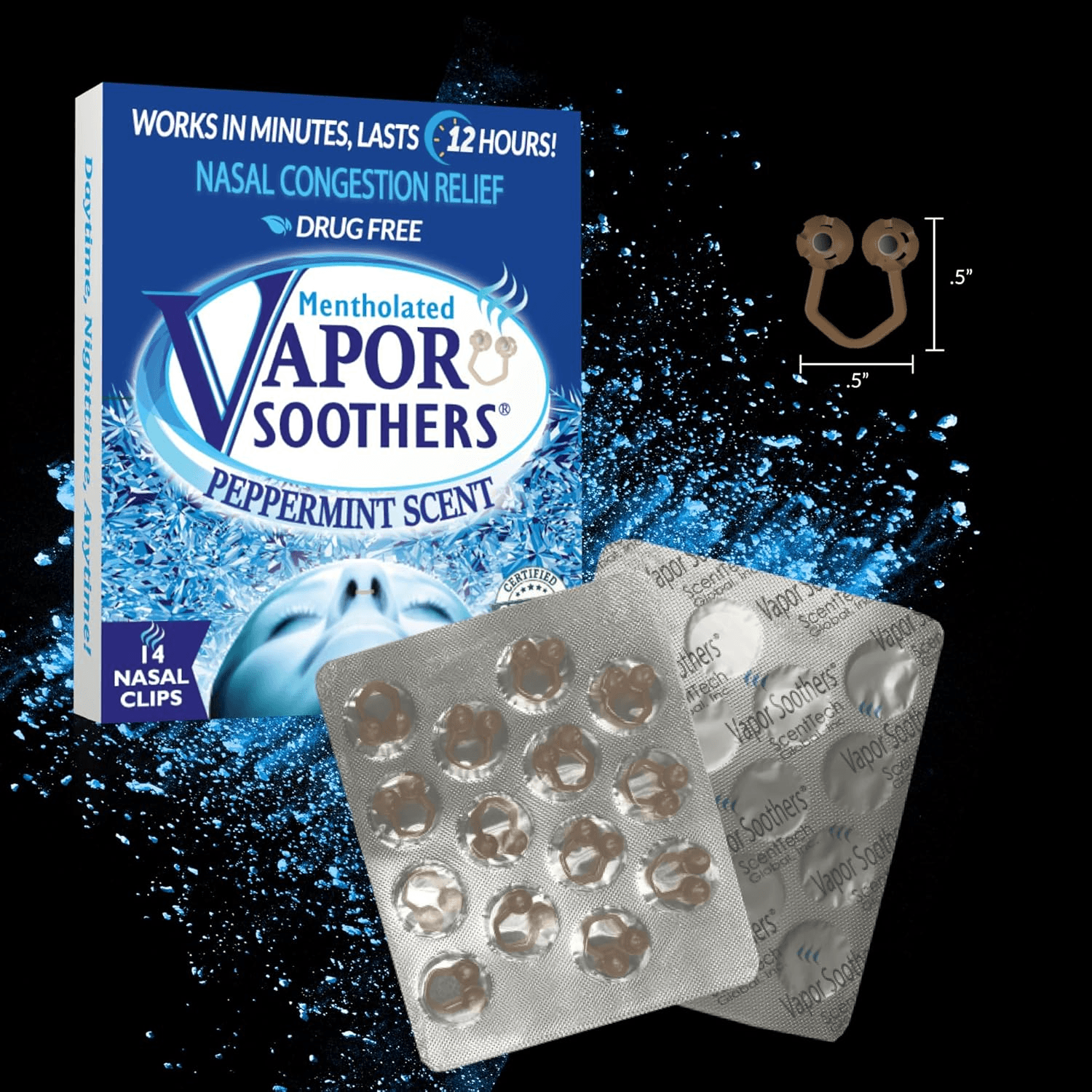 Vapor Soothers - Congestion Nasal Dilator - Pepper Mint From Scentech USA (14pcs/Pack)