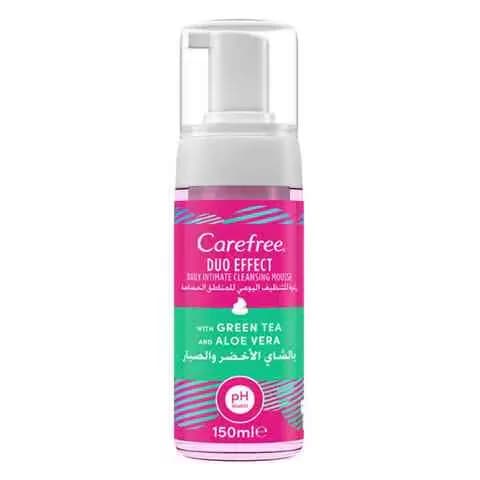 Carefree Duo Effect Daily Intimate Cleansing Mousse Green Tea & Aloe Vera 150ml