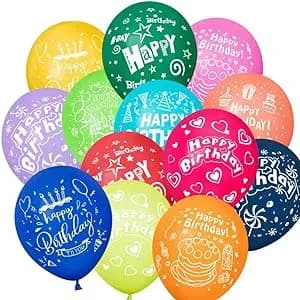 Happy Birthday Printed Balloons 5 Pcs (Colour Various)