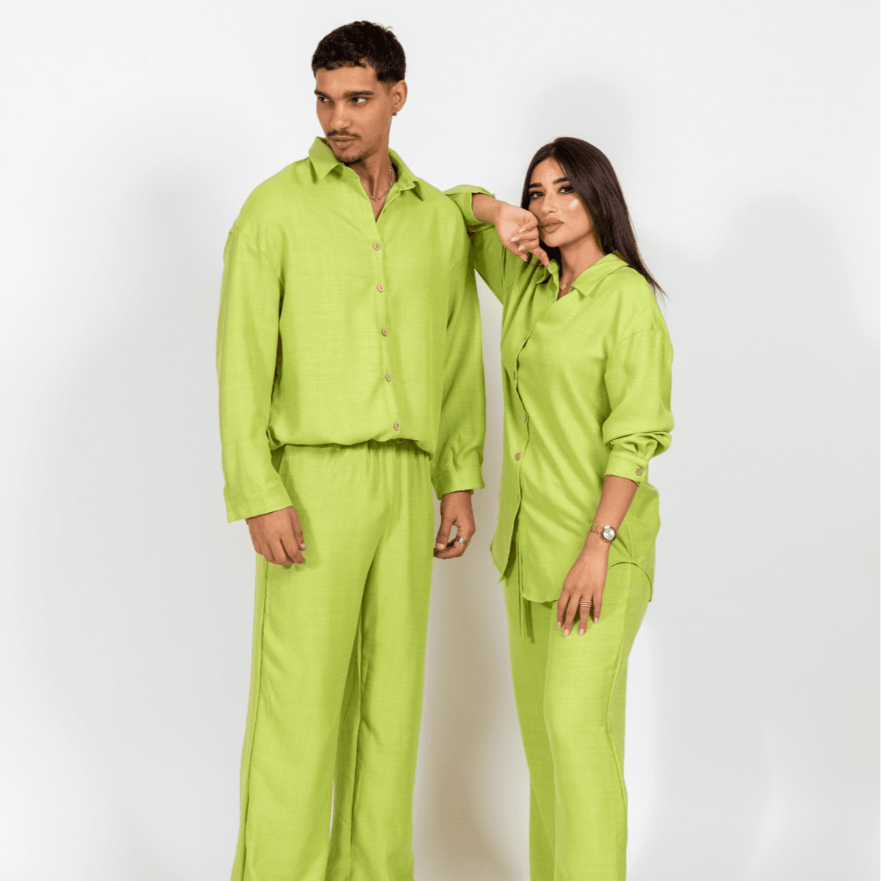 Long Sleeve Shirt with Wide Leg Pant- L