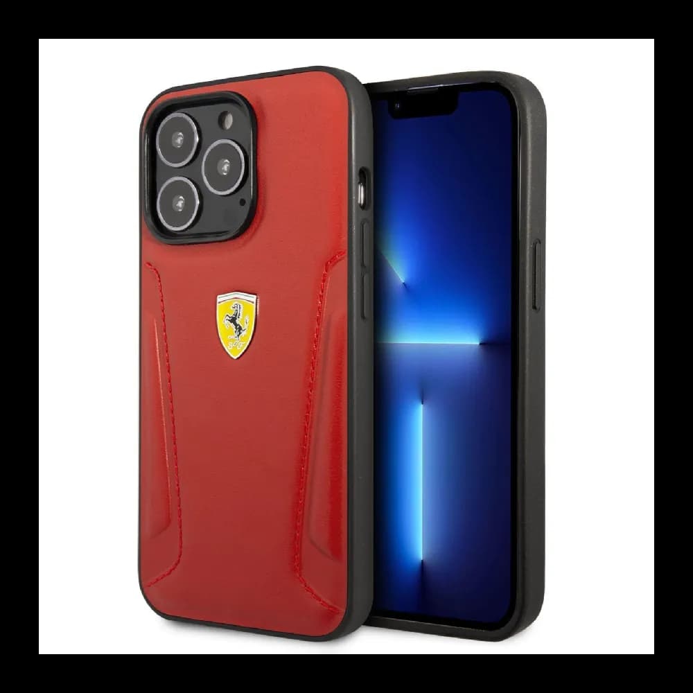 Ferrari Original Leather Case For iPhone 14 Pro Max  - Red