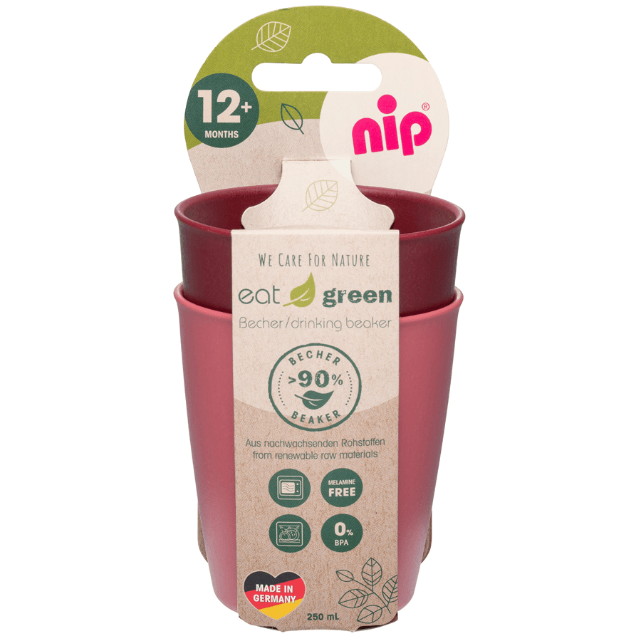 Nip Stackable & Eco-Friendly Drinking Beaker Pack of 2 (Red)