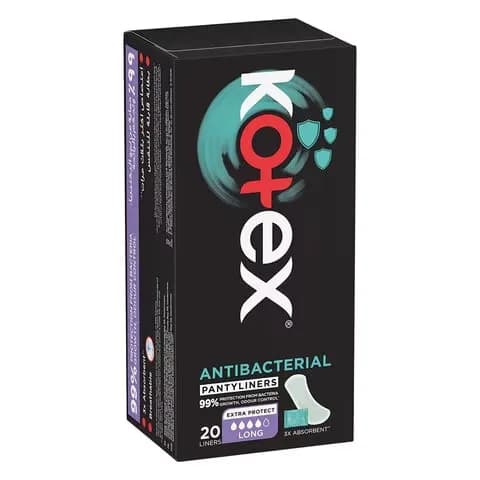 Kotex Sanitary Pad Antibacterial Pantyliners Long 20 Count