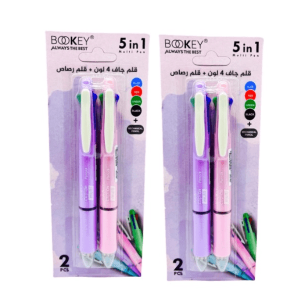 Bookey Multi-Function Pen 2 Sets 11306 5 In 1 Include Pen Blue, Black, Red, Green & 0.7mm Mechanical Pencil