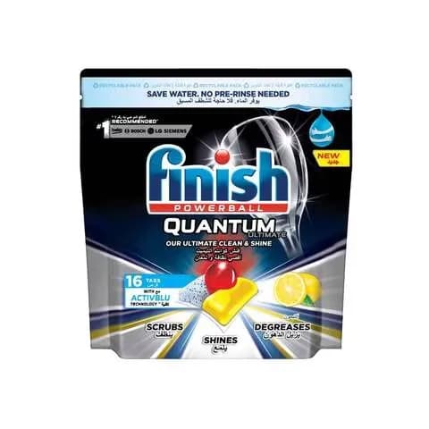 Finish Power Ball, Quantum Ultimate, Lemon Fragrance, For Ultimate Clean & Shine, 16 Tabs