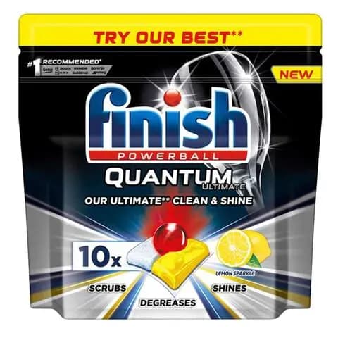 Finish Powerball Dishwasher Detergent Tablets Quantum Ultimate Lemon 10 Tabs