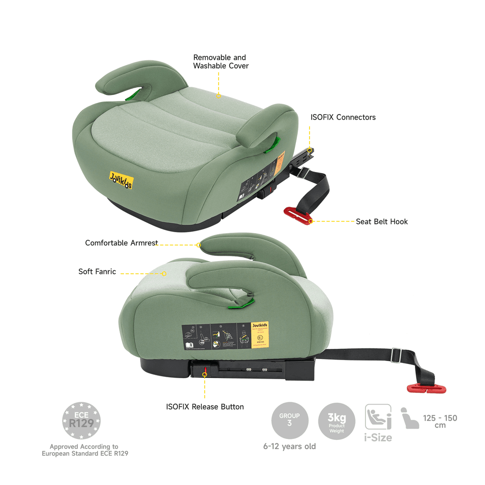 Jovikids Ohho I-Size Booster Car Seat ISOFIX (Green)