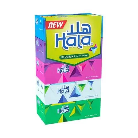 Sanita Hala White Facial Tissue 2 Ply 130 Sheets Pack of 5