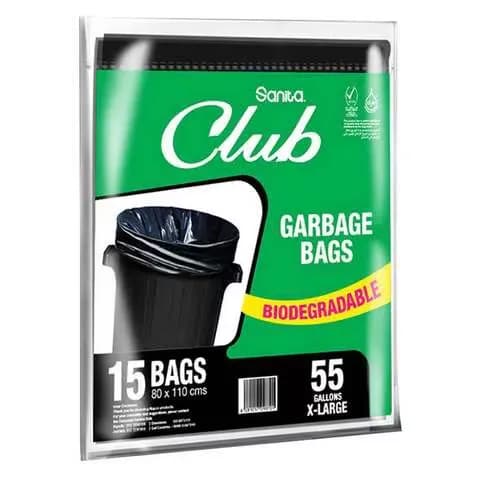 Sanita Club Garbage Bags 55 Gallon, 15 Pieces