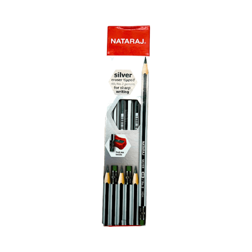 Nataraj 12 Silver Pencil With 1 Sharpener - 5184