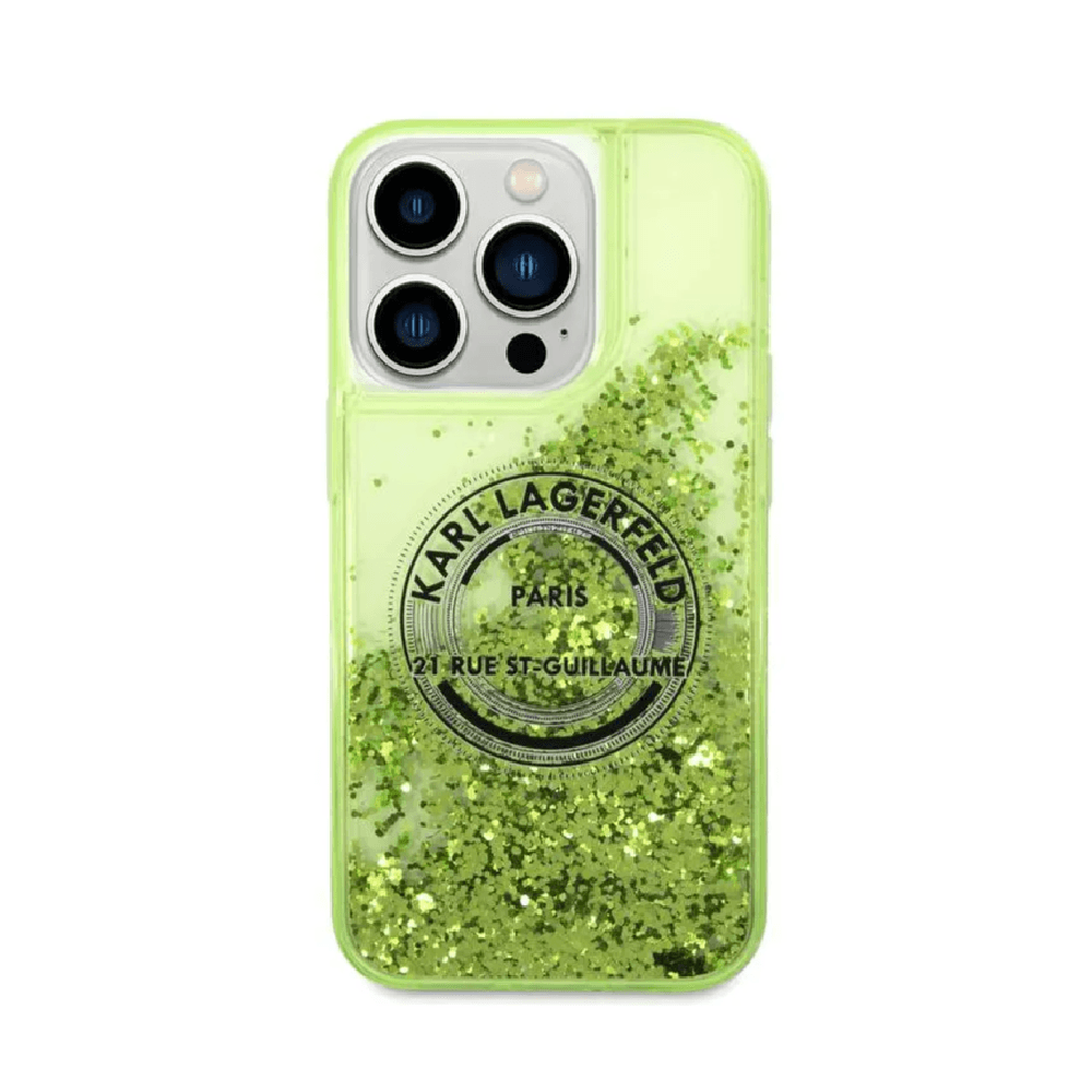 Karl Lagerfeld Liquid Glitter Case For iPhone 14 Pro Max - Yellow