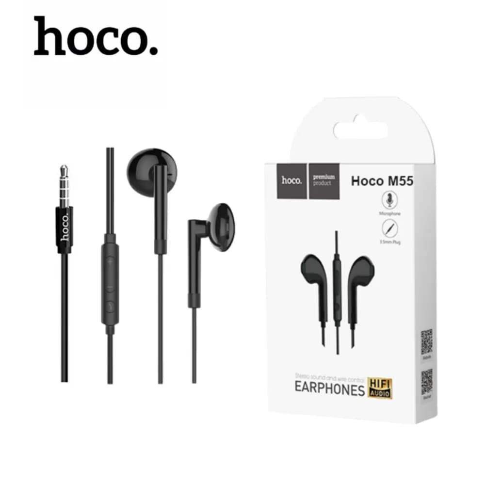 Hoco Stereo Sound and Wire Control Earphones (M55) - Black