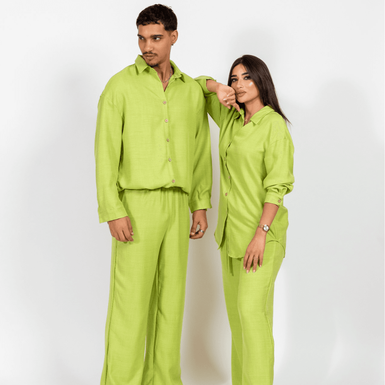 Long Sleeve Shirt with Wide Leg Pant Size S