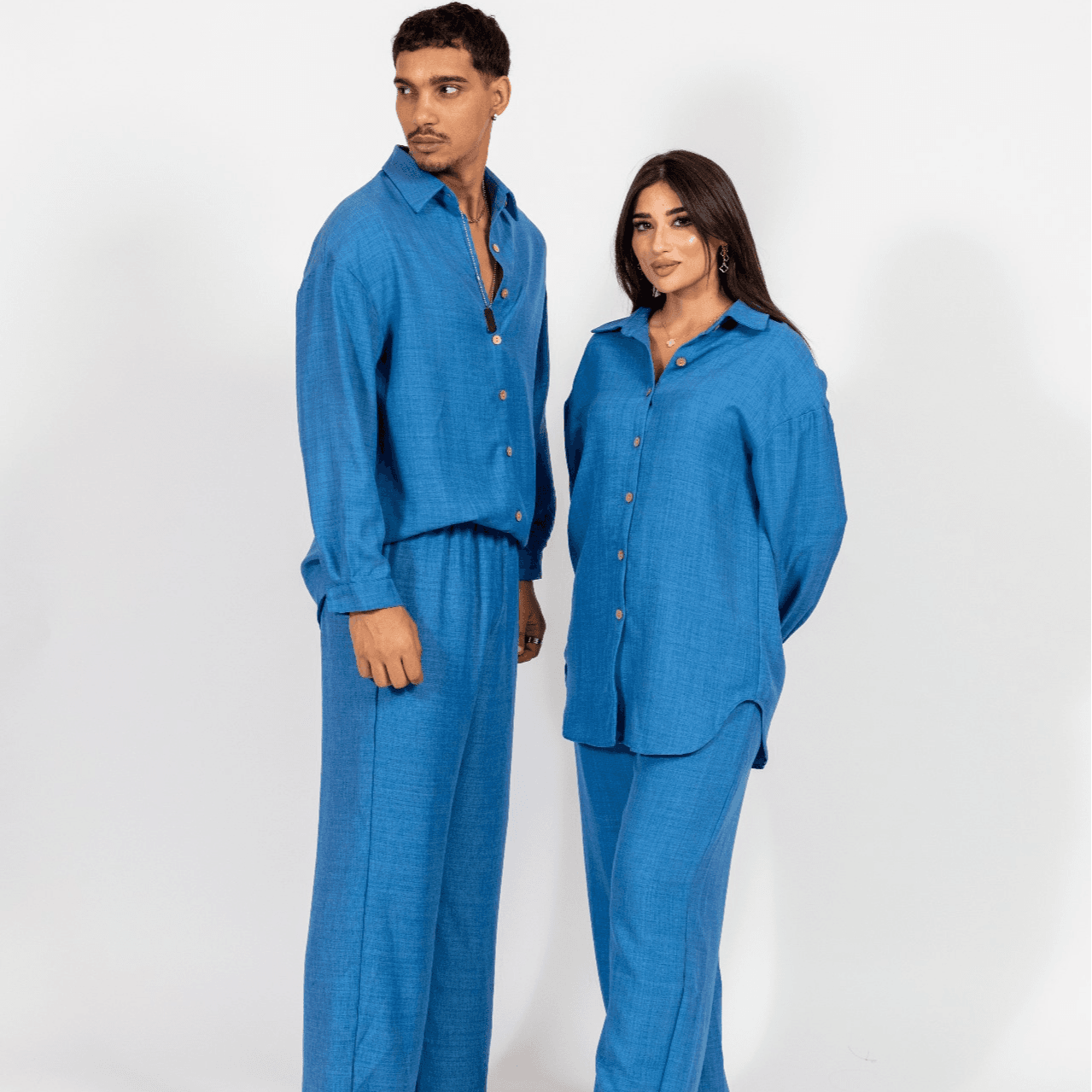 Long Sleeve Shirt With Wide Leg Pant - Size M