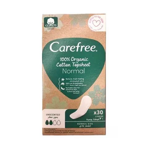 Carefree 100% Organic Cotton Topsheet Normal 30liners