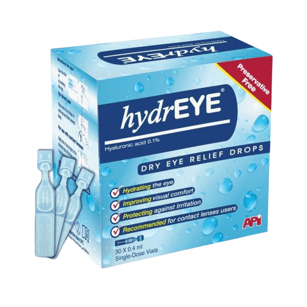 HydrEye Hyaluronic Acid 0.1% Dry Eye Relief Drops 30 x 0.4ml