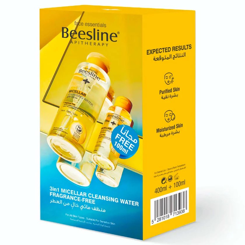 Beesline 3 In 1 Micellar Cleansing Water Fragrance Free 400+100ml Free