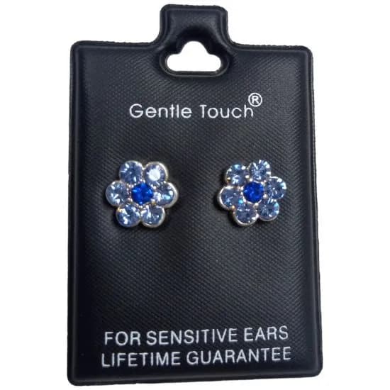 Gentle Touch 17 Blue Flower-Silver Earring For Sensitive Ears