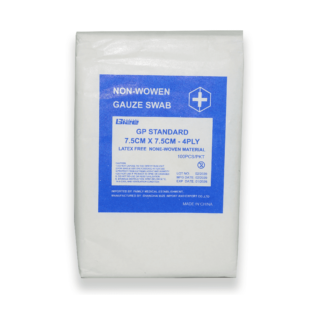 Bize Gauze Non Woven Non Sterile Swabs 7.5 x 7.5cm 4Ply 100's