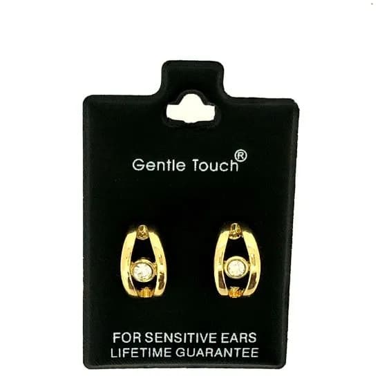 Gentle Touch 101 Gold Hoop Crystal earring For Sensitive Ears