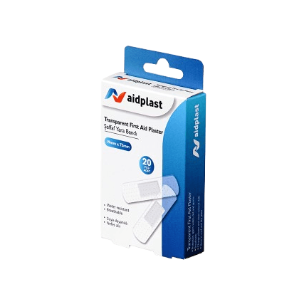Aidplast Water Resistant Transparent Plaster Ref-V810 19mm x 72mm 20 Pieces