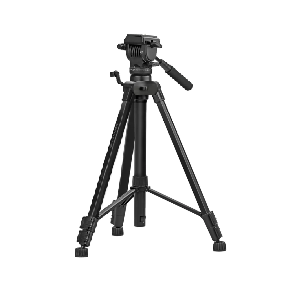 Promate 67-165 cm Extendable Tripod With 3-way Pan & Tilt Head , 2 Section Telescoping Legs With Flip-locks