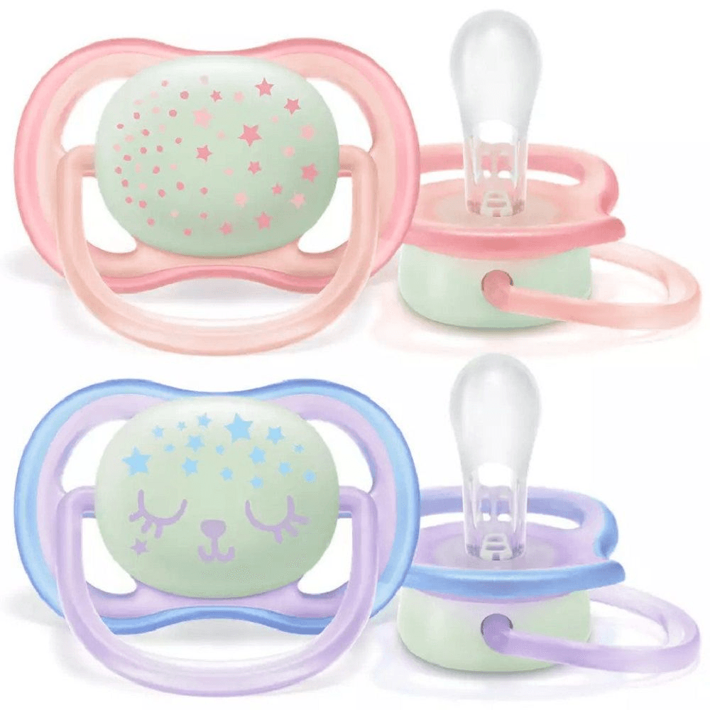 Philips Avent Soother Sil Ultra Air 0-6m Night Girl 2Pcs