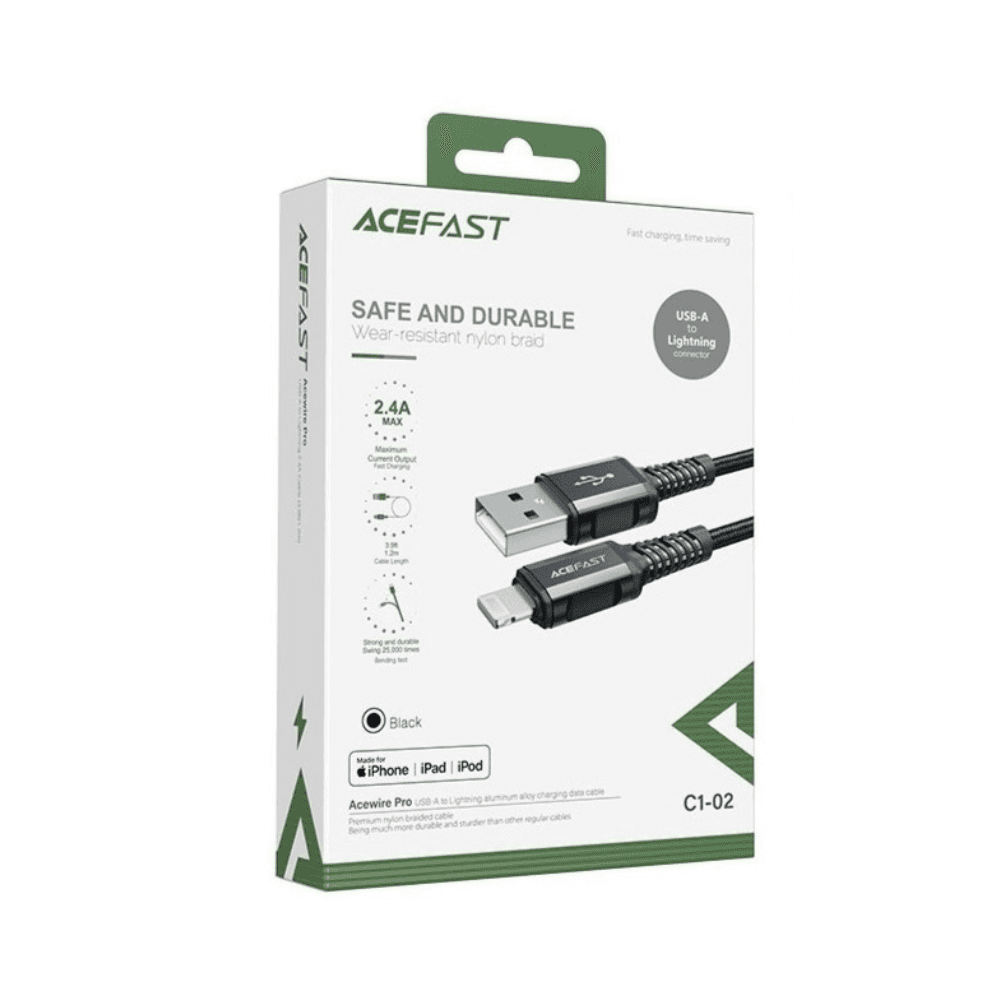 كابل يو اس بي الى لايتنينج 1.2 متر - Acefast C1-02