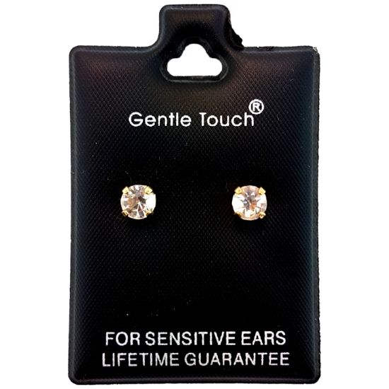 Gentle Touch 21 Gold Crystal Stud 5mm For Sensitive Ears