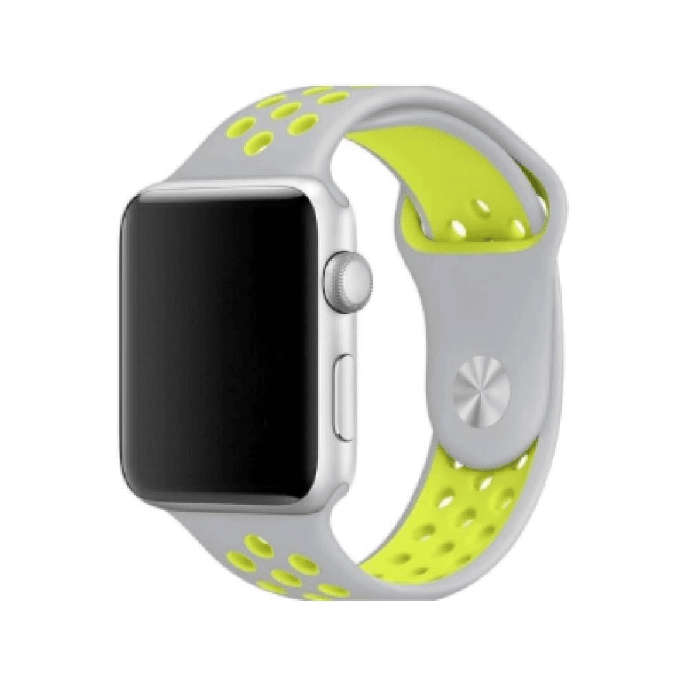 Sport Silicone Apple Watch Band - Silver Yellow