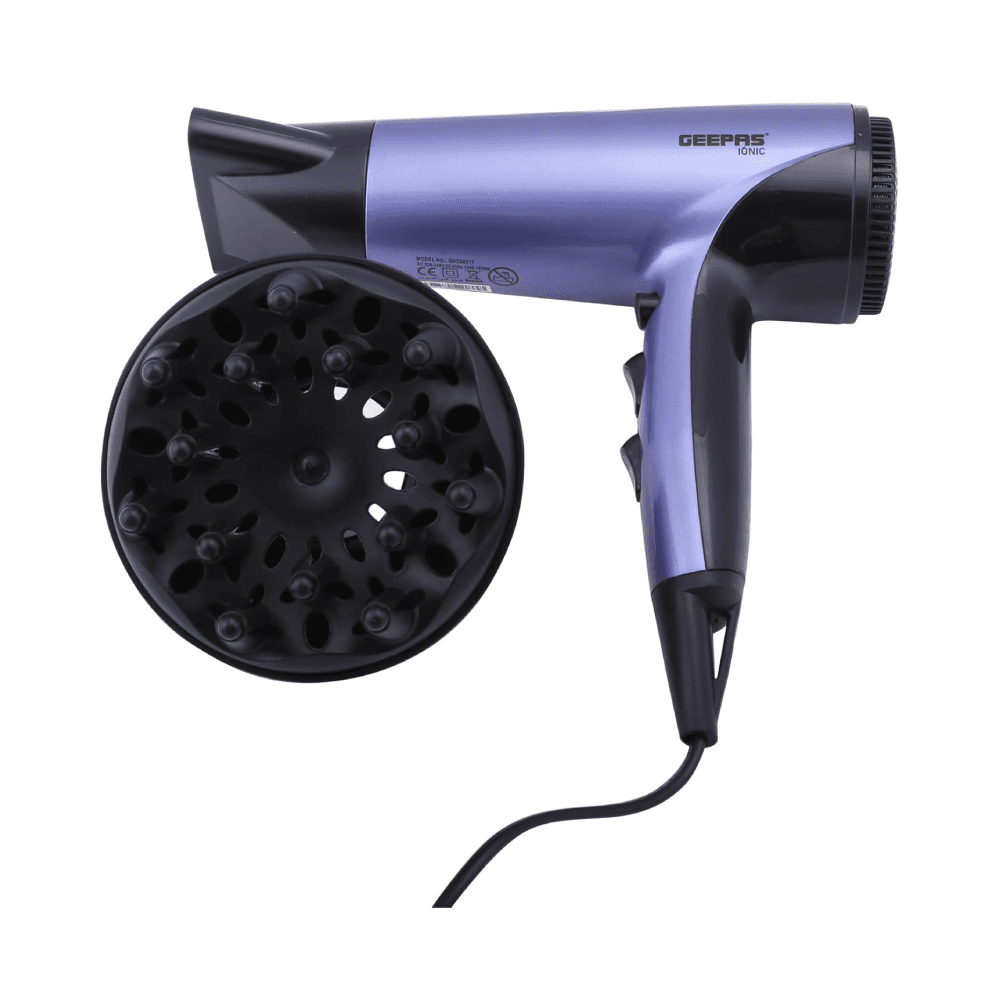 مجفف شعر جيباس كومباكت للسفر، وظيفة التبريد البارد، GHD86017 | 3 إعدادات للحرارة و2 للسرعة | فلتر قابل للإزالة | شنق هوك | منفاخ أيوني محمول سريع الجفاف بقدرة 1800 واط