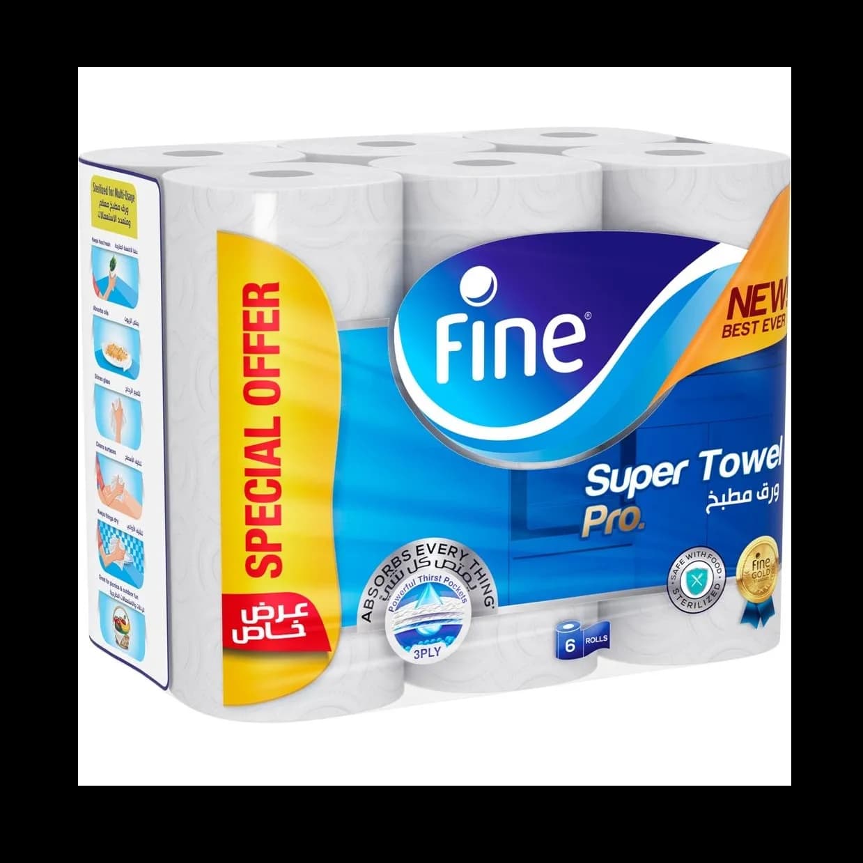 Fine Super Kitchen Twl 3Ply 60S 12Rolls