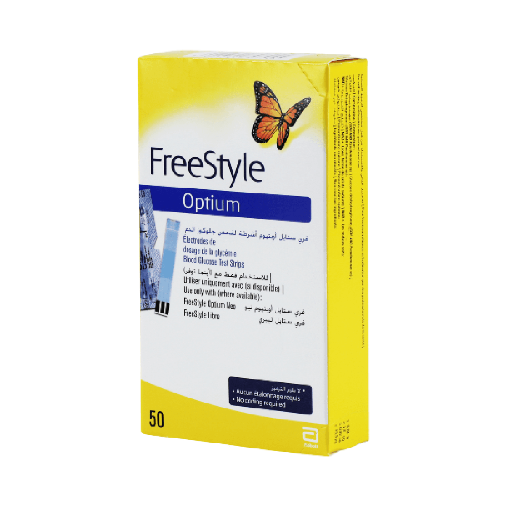 Freestyle Optium Blood Glucose Test Strips 50's