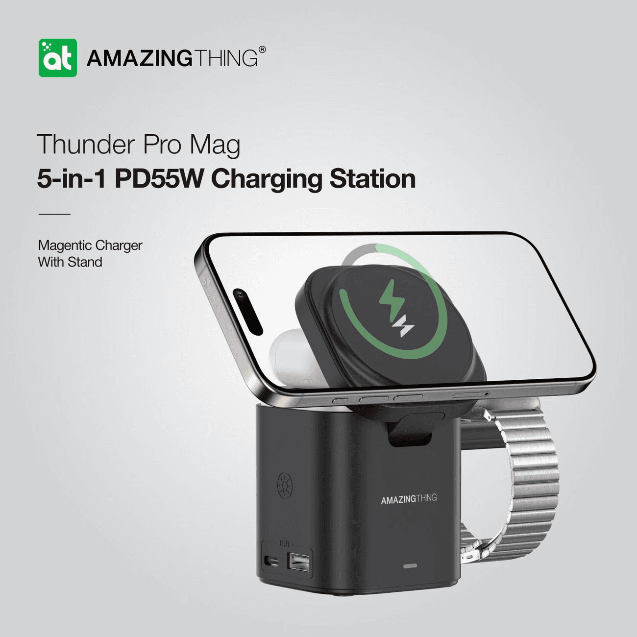 باور ستيشن Thunder Pro Mag من AmazingThing / مع مدخل تايب سي و USB / قوة 55 واط