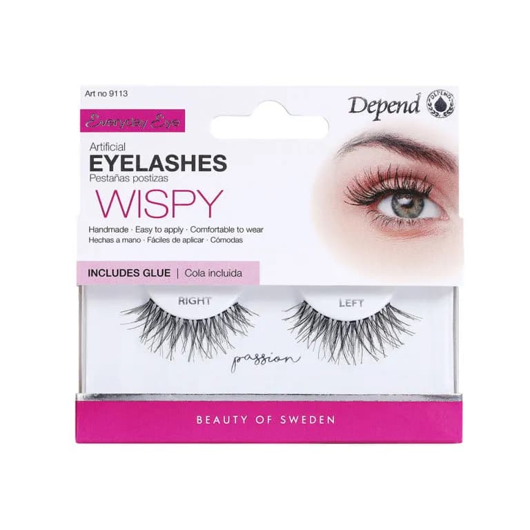 Depend Artificial Eyelashes Wispy Passion Includes Glue 1Pair