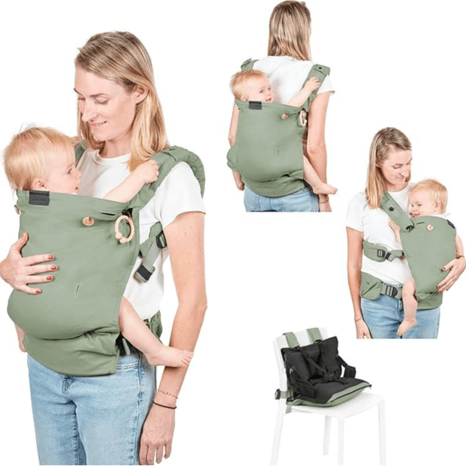 Babymoov Moov & Boost Ergonomic Baby Carrier and Travel Booster Seat Sage Green