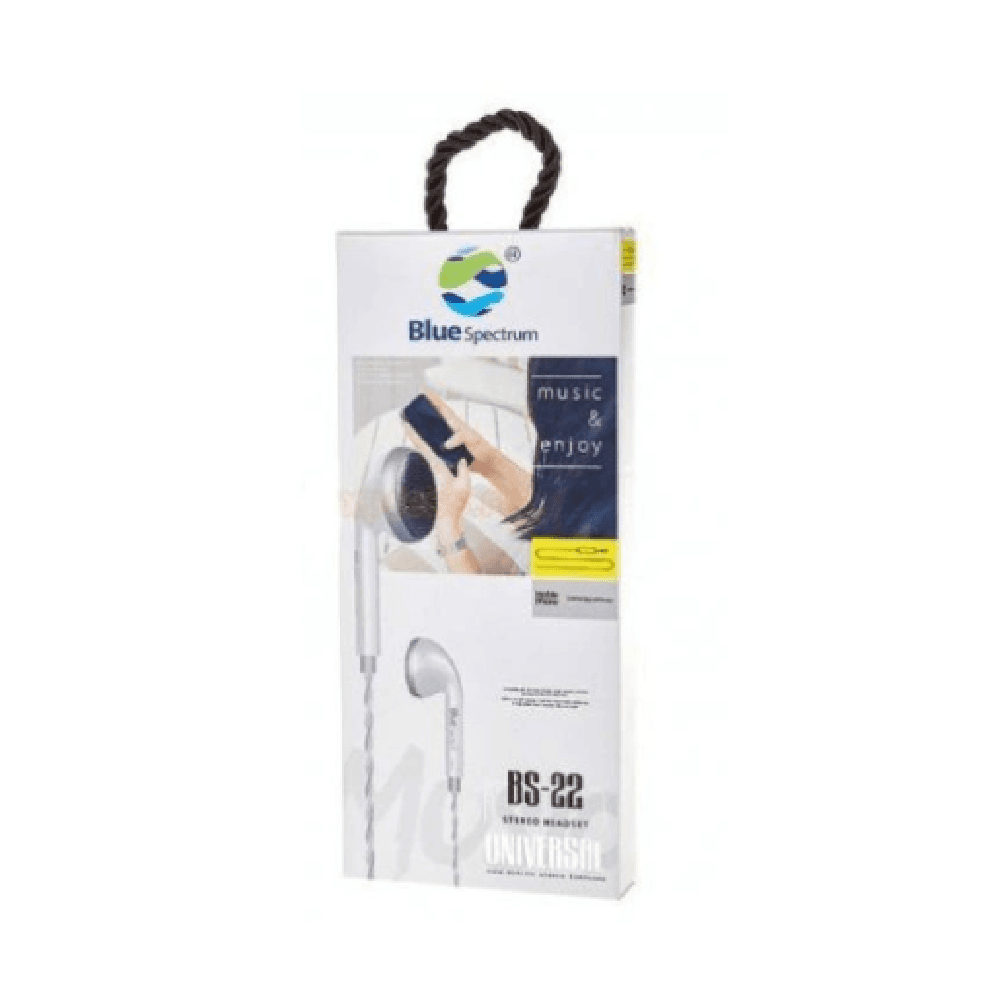 Blue Spectrum Universal Earphones with Mic (BS-22) - White      
