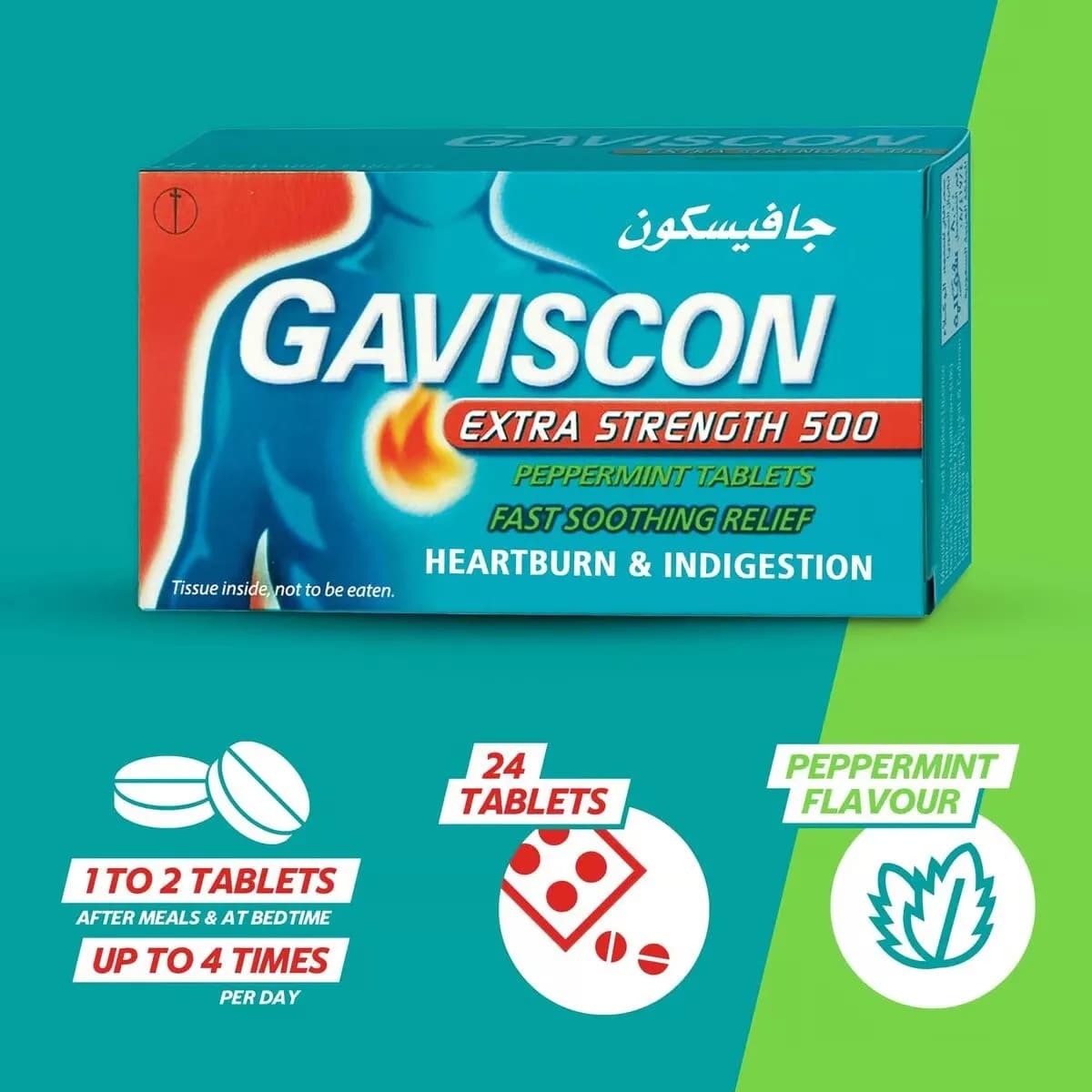 Gaviscon Extra Peppermint Tab 500 Mg 24 S