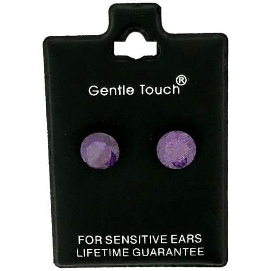 Gentle Touch 37 Round Dark Purple 8mm Earring Sensitive Ears