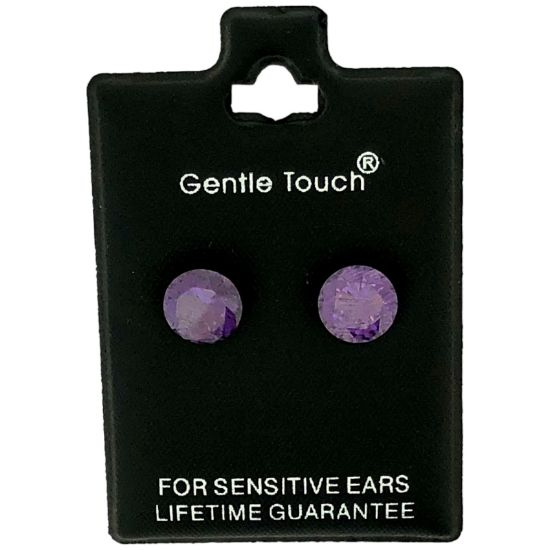 Gentle Touch 37 Round Dark Purple 8mm Earring Sensitive Ears