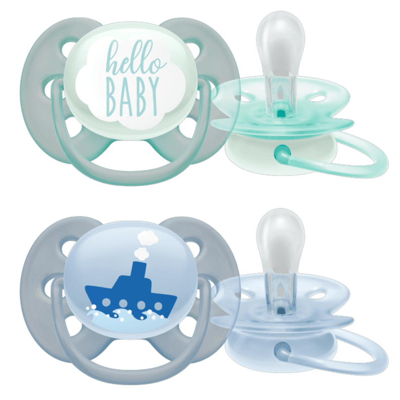 Philips Avent Soother Sil Soft 0-6m Boy Deco 2pcs