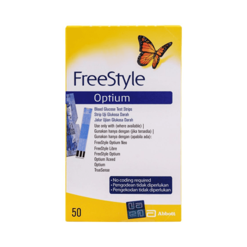 Freestyle Optium Blood Glucose Test Strips 50's