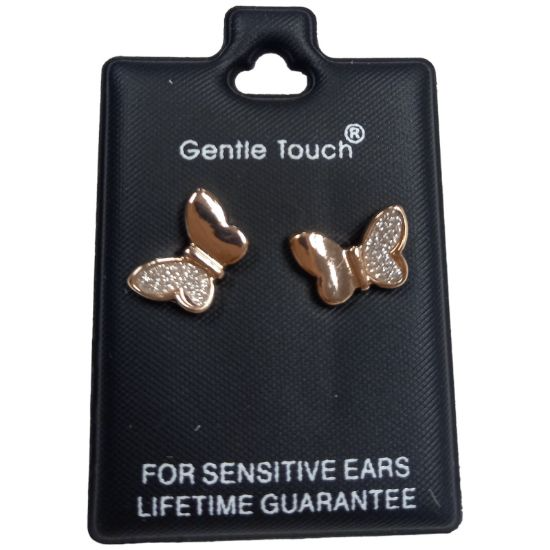 Gentle Touch 18 Rose Gold Butterfly Earring Sensitive Ears