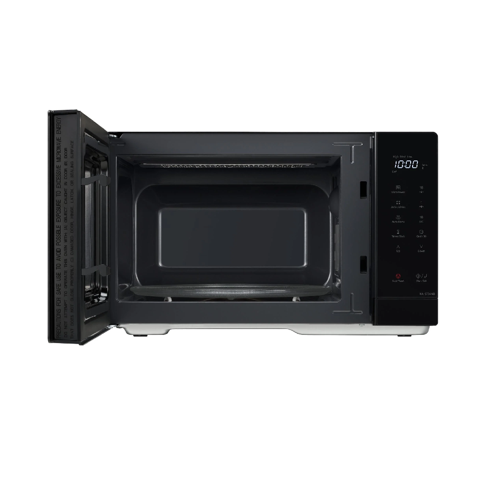 Panasonic 25L Compact Solo Microwave Oven NN-ST34NB,900W Push open, Auto-defrost, Child safety lock, Touch Operation, Quick 30 function, Black