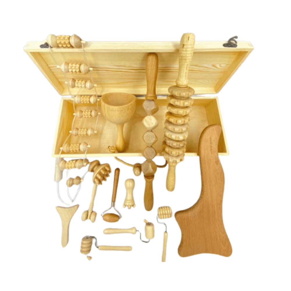14قطعة من أدوات التدليك الخشبية